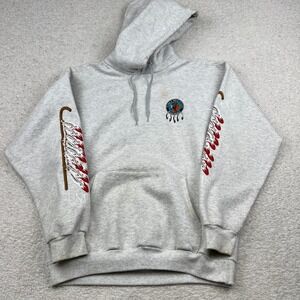 Native American Table Mountain Hoodie Tribal Gray L Graphic Pow Wow Fresno, CA